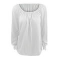 thumbnail image 4 of Ichuanyi Womens Fall Tops, Women's O-Neck Solid Stitching Fashion Casual Pleated Long Sleeved Top Blouse, 4 of 5