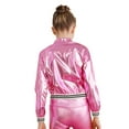 thumbnail image 2 of Haitryli Kids Girls Boys Metallic Bomber Moto Jacket Coat Hip Hop Jazz Dance Top Disco Party Costume Pink 6, 2 of 7