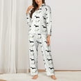 thumbnail image 2 of KLL Dachshund Dog Print Women's Long Sleeve Pajamas with Pants Sleepwear Loungewear 2 Set-Small, 2 of 7
