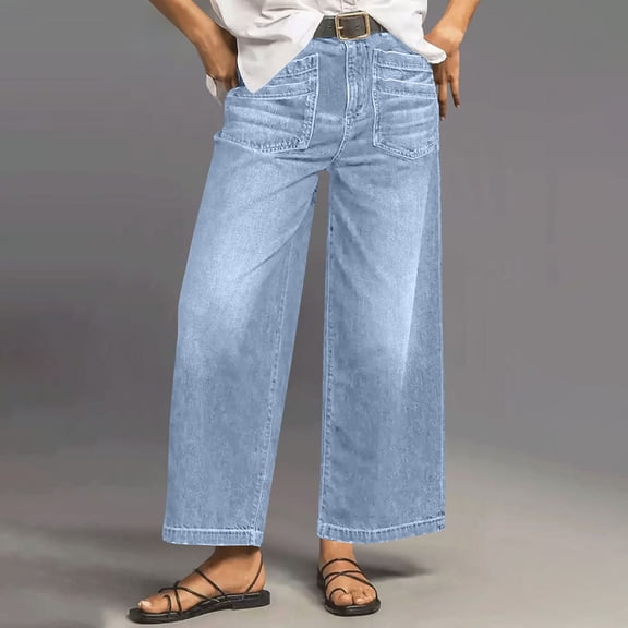 Mifsaly Women High Waisted Wide Leg Jeans Relaxed Fit Denim Pants with Pockets Comfortable Baggy Casual Trousers Versatile Stylish Streetwear L