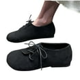 thumbnail image 5 of Hinvhai Womens Wide Width Flat Shoes Casual Round Toe Lace-Up Comfort Flats Suede Classic Spring Summer Shoes Black 5.5(35), 5 of 8