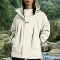 thumbnail image 2 of Godom Rain Coats for Women Long Sleeve Breathable Zipper Pocket Hood Jacket Plus Size Waterproof Windproof Coats Hiking Climbing for Spring Fall Winter, 2 of 7