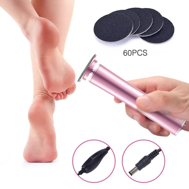 Máquina pulidora de pie eléctrica para removedor de callos | Herramienta de pedicura de velocidad ajustable | Recargable 2600mAh | Incluye 60 discos de papel de lija | para pies lisos | Alimentado