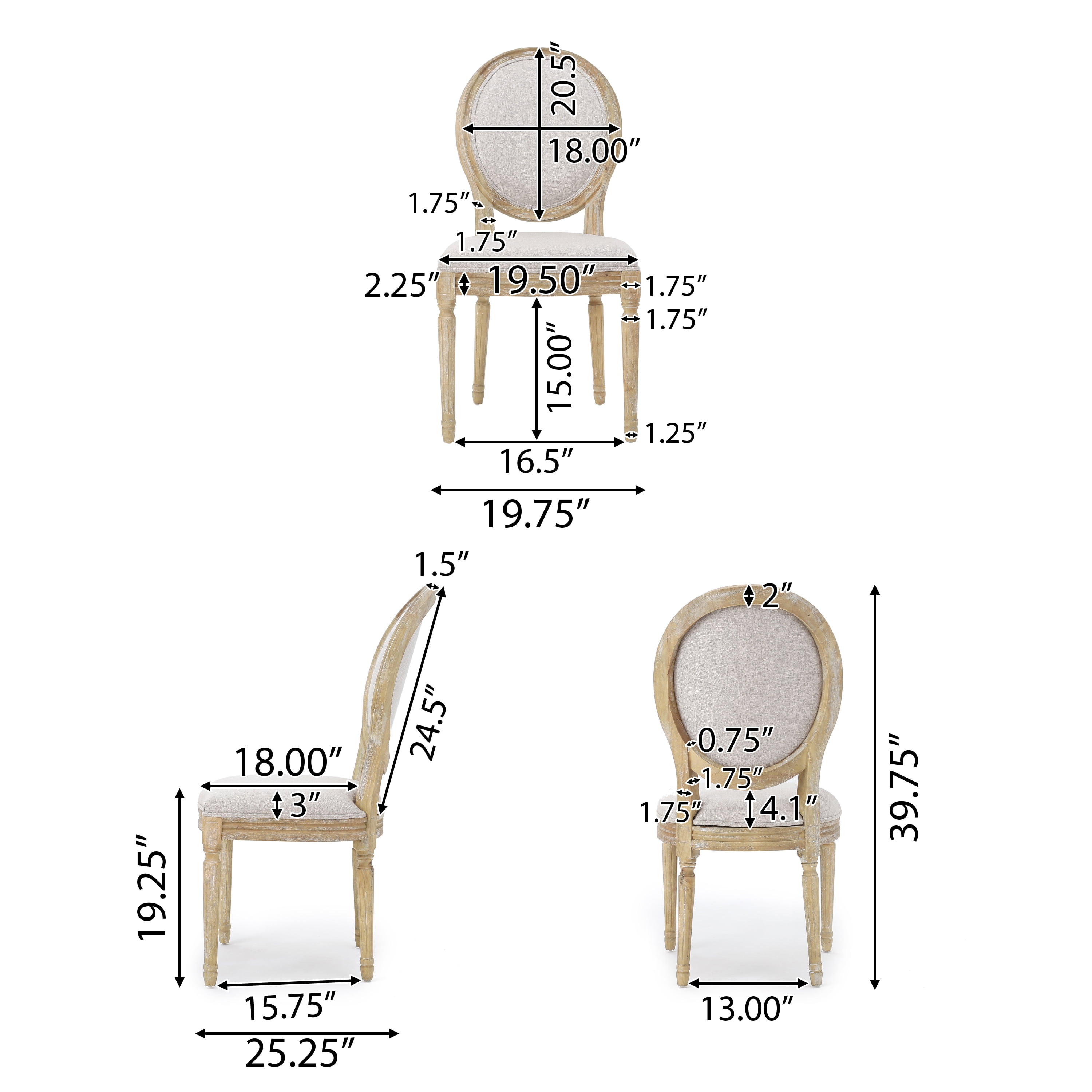 Noble House Karter Indoor French Fabric Dining Chairs, Set of 4, Beige