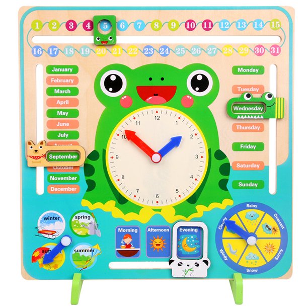 Madera Muti-Funcional Educación Temprana Rompecabezas Calendario Reloj Despertador Cognición Bebé Juguetes De Jardín De Infantes Noticed FN002149-00