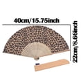 thumbnail image 4 of 1pc Hand Fan Wild Leopard Foldable 23cm 9inch Bamboo Rid  Fan with Slender Cotton Pouch, 4 of 7