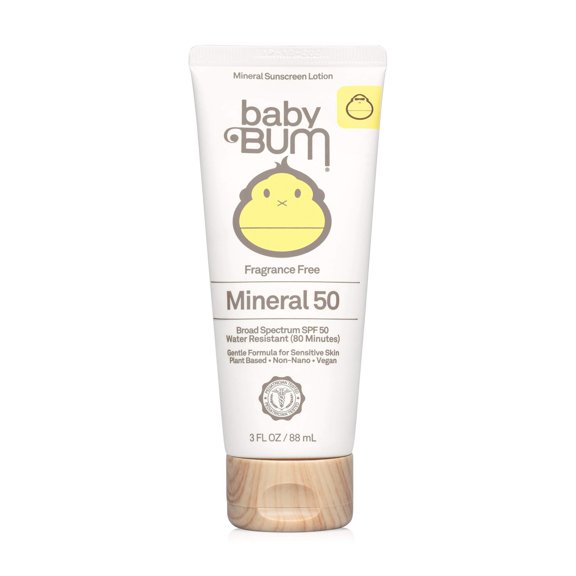Loción de protección solar Sun Bum Baby Bum SPF 50, 90 ml, sin fragancia