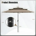thumbnail image 3 of Gymax Parasol de Patio Solaire de 10 Pi avec 32 Lumières DEL, Toit Ventilé à 3 Niveaux, Inclinaison Réglable, Taupe, 3 of 10