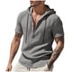 thumbnail image 2 of pstuiky camisetas de manga corta para hombre, Camisa informal de lino de verano de color liso para hombre, manga corta, cuello alto, botones y bolsillos camisetas de hombre s, 2 of 9