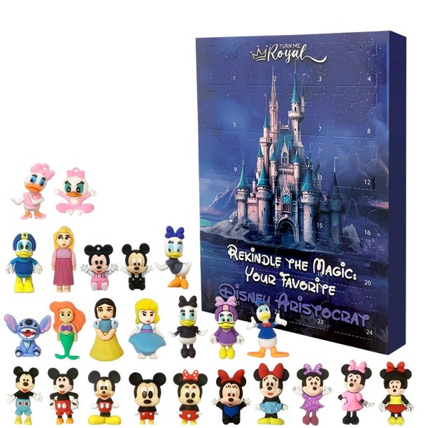 Caja de regalo con calendario de Adviento Stitch, modelo de figura aleatoria de Anime, muñecas, adorno de Navidad, cuenta regresiva de 24 días, coleccionables, juguetes para niños