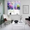 thumbnail image 5 of 2 Panels Kitchen Tier Curtains 39 Inch Length, Pink Purple Floral Grommets Window Treatment Curtain, Spring Hydrangea Flower Fantasy Botanical Thermal Curtains Drapes for Living Room/Bathroom, 5 of 9