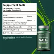 NAD+ Supplement with Resveratrol - 120 Capsules, 40% NAD+ Boost, Anti-Aging Cellular Energy & Repair
