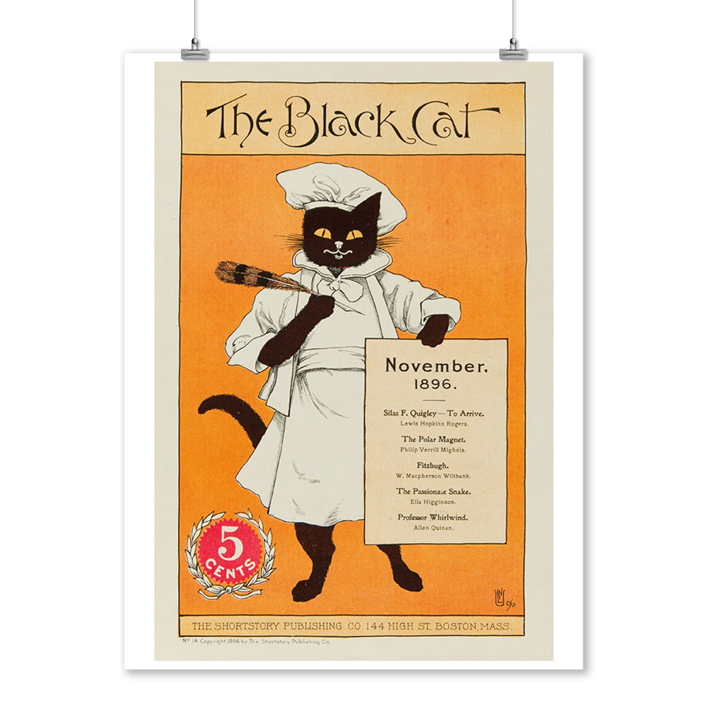 1896 MAGAZINE COVER BLACK CAT RIDING BICYCLE metal tin sign tin dorm room  wall 