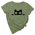 thumbnail image 2 of Hauts Mignons pour Femmes Tendance Sortie Été T-Shirt Chat à Manches Courtes T-Shirt Basique à Col Rond T-Shirt Confortable Doux, 2 of 4