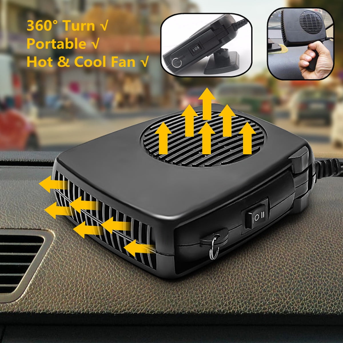 1Pcs 150W 24V Portable Auto Heater Fan Car Heating Cooling Electric Travel Defroster Demister with... by