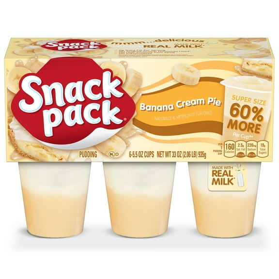 Snack Pack Super Size Banana Cream Pie Flavored Pudding Cups, 5.5 oz., 6-Count