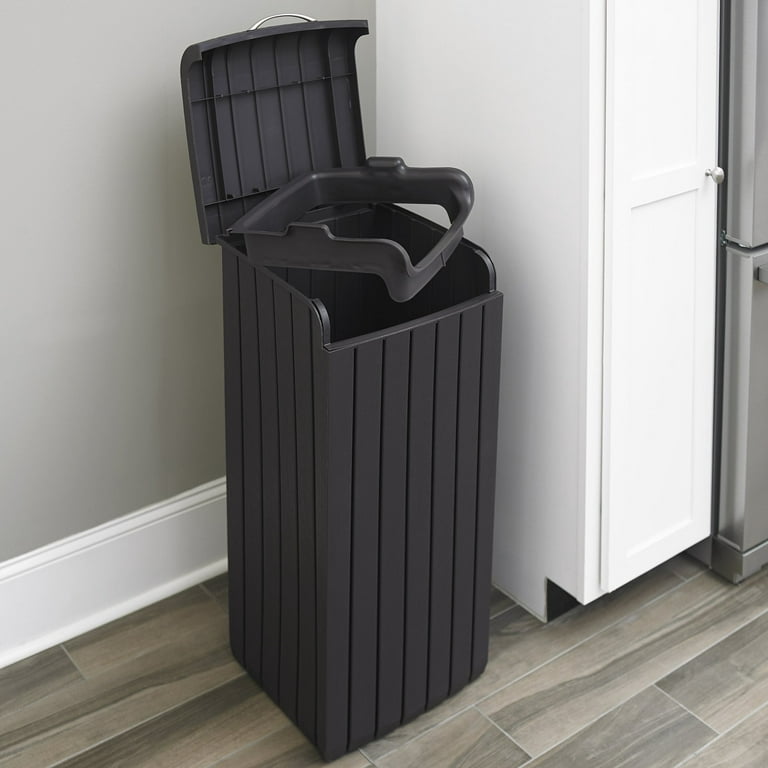 Keter Copenhagen Brown 32 Gallon Resin Large Trash Can with Lid