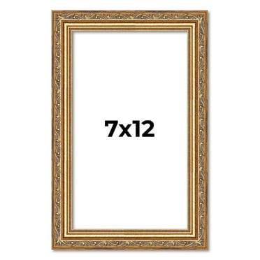 7x12 Frame Gold Solid Wood Picture Frame Width 1.25 Inches | Interior Frame Depth 0.375 Inches |