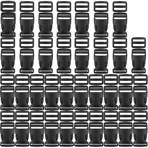 Lots 60-Pieces 1 inch Plastic Black Strap Webbing Side Release Buckle Backpack