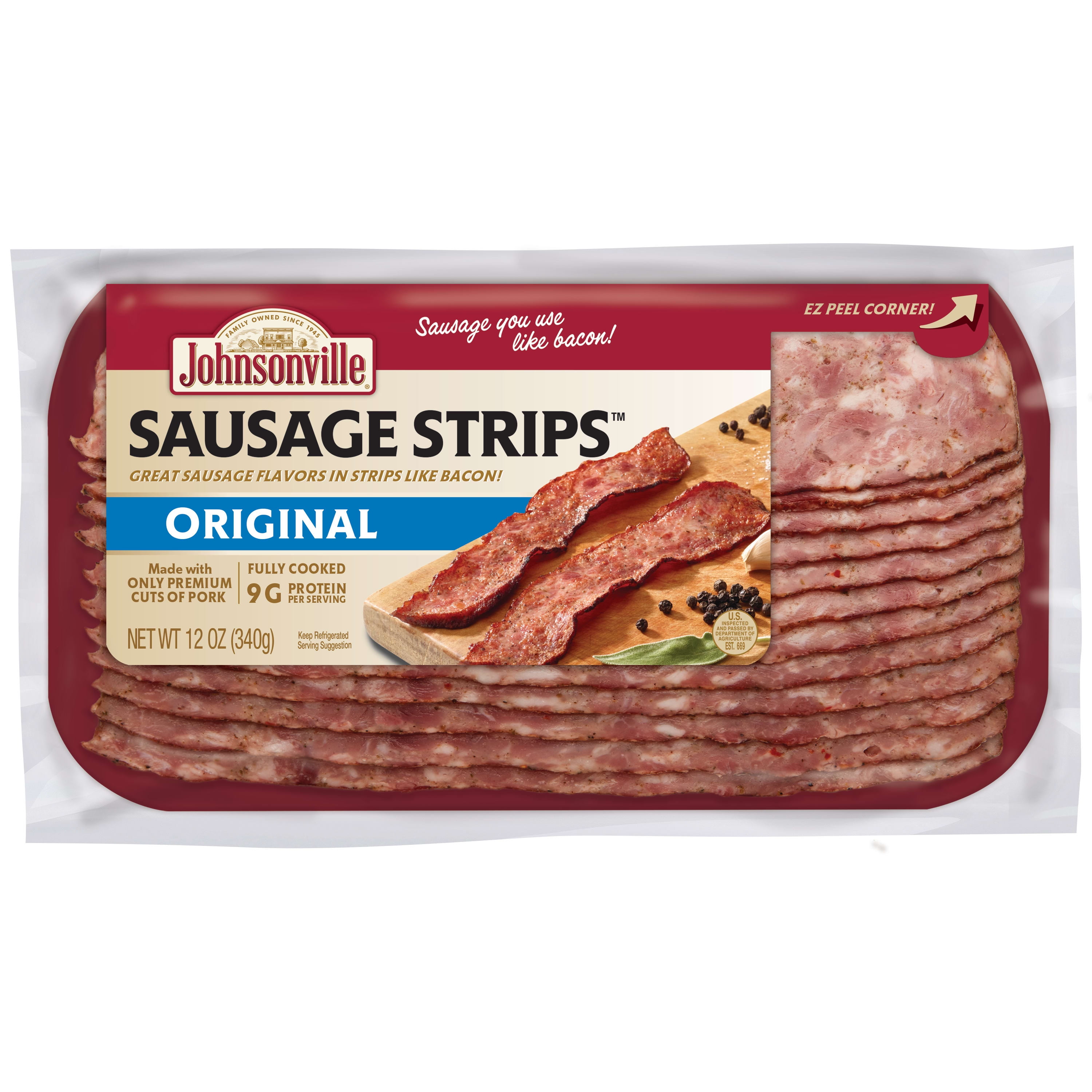 Johnsonville Cooked Original Pork Sausage Strips 12oz package