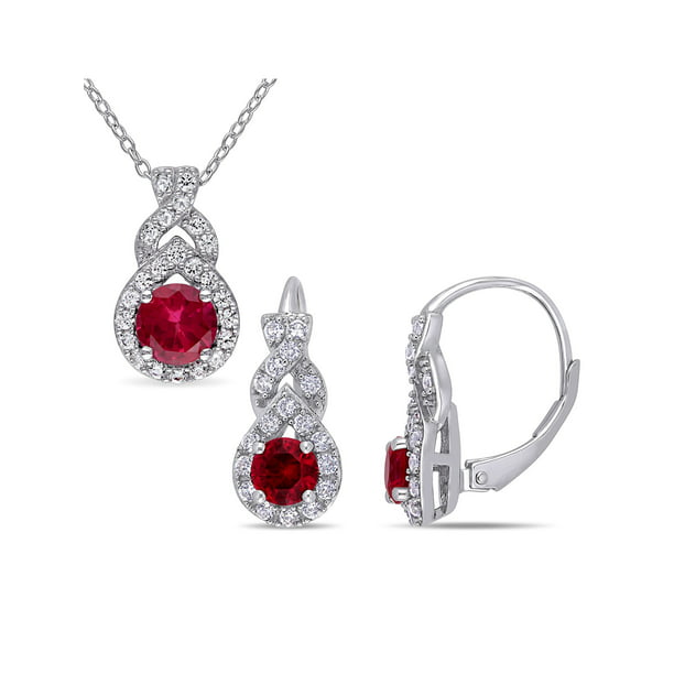 Tangelo 3-5/8 Carat T.G.W. Created Ruby and Created White Sapphire ...
