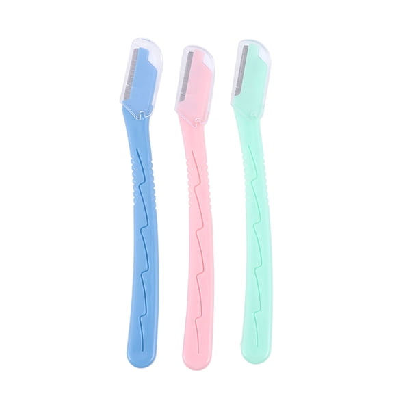 FACEGA 3PCS Mixed Color Safety Razor Eyebrow Knives Stainless Steel Eyebrow Knives For Women Girl Use