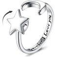 thumbnail image 1 of HSHDLDF 925 Sterling Silver Fidget Anxiety Ring for Women Moon Star Spinner Ring Open Adjustable Fidget Rings for Anxiety Relieving Stress CZ Stackable Rings Fidget Jewelry Women, 1 of 6