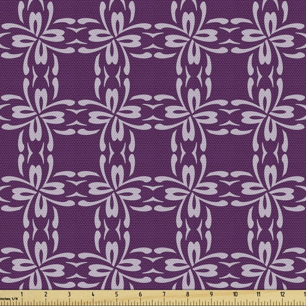 Abstract Fabric By The Yard Upholstery Vertical And Horizontal Floral Patterns In Geometric Style Modern Art Decorative Fabric For Diy And Home Accents Pale Taupe And Purple By Ambesonne Walmart Com