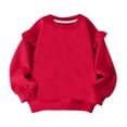 thumbnail image 6 of BLVB Crewneck Sweatshirts for Little Girls Cute Ruffle Pullover Long Sleeve Casual Spring Fall Tops for Kids(Red-01,7-8 Years), 6 of 6