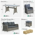 thumbnail image 3 of MEISSALIVVE 6 Pieces Patio Furniture Set with Dining Table, Outdoor Wicker Conversation Set with Fixed Chairs, Wicker Armrest, 2 Ottomans, Gray, 3 of 10