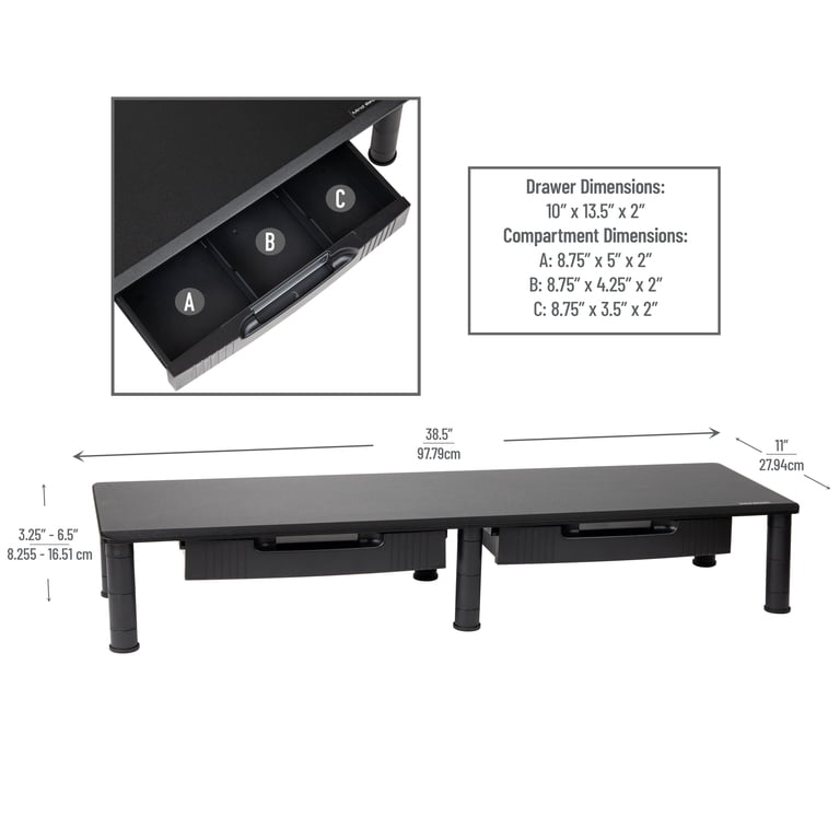 Large Dual Monitor Stand with Storage Drawers photo 3