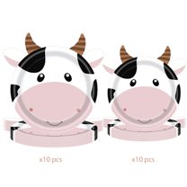Birthday Party Paper Plates Cock Pig Cow Sheep Disposable Plates 5 Designs Cartoon Animals Dinnerware Plates 7 Inch and 9 Inch for Party Supplies Table Decor, 20Pcs