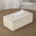 thumbnail image 3 of Caja De Pañuelos Faciales De Cuero De PU Rectangular Dispensador De Pañuelos De Caja De Pañuelos Faciales Para El Coche De Oficina En Casa - Beige, 3 of 5