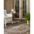 thumbnail image 3 of Rugs.com Outdoor Aztec Collection Rug – 8 Ft Octagon Brown Flatweave Rug Perfect For Living Rooms, Kitchens, Entryways, 3 of 3