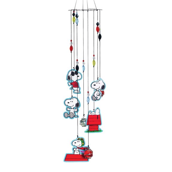 Collections Etc Adorable Snoopy Glass Beads Hanging Wind Chime