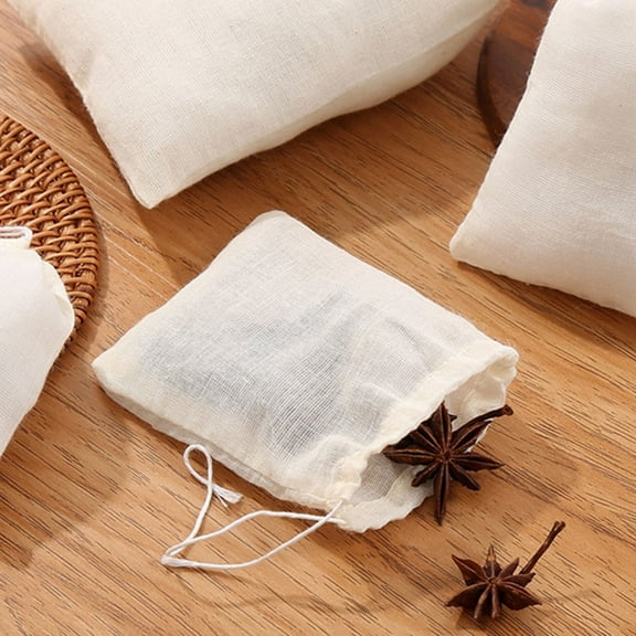 CHENjy Natural Cotton Drawstring Bags - Multipurpose Muslin Pouches for Tea, Spices, Wedding Favors & DIY Crafts, Reusable & Washable