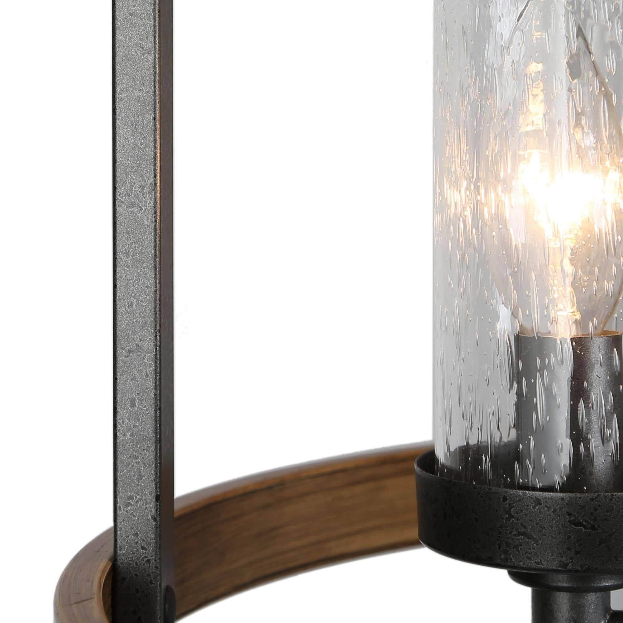 LNC 4-Light Antique Brown and Rustic Black Drum Modern Farmhouse Cage Chandelier