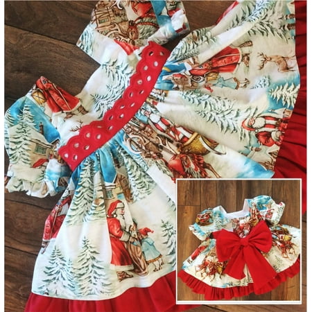 Cute Santa Dresses Christmas Xmas Bowknot Flared Santa Swing Party Dress Gift ( Toddler Girls ) ()