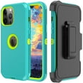 thumbnail image 2 of Xhy iPhone 13 Mini Case + Screen Protectors + Camera Lens Protector, Heavy Duty Hard Shockproof Armor Protector Case (Green+Yellow), 2 of 7