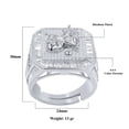 thumbnail image 4 of 14K White Gold Finish Gemini Twins Zodiac Sign Astrology Horoscope Band Baguette & Round Cut Simulated Diamond Mens Ring, 4 of 4