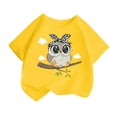 thumbnail image 1 of LUOGENLI T-Shirt pour Filles, Mignon T-Shirt Imprimé Col Rond Manches Courtes Été Décontracté Mode Ample T-Shirt Hauts Chemises pour Filles Midi Chemises Crayon Jaune 2-4 Ans, 1 of 4