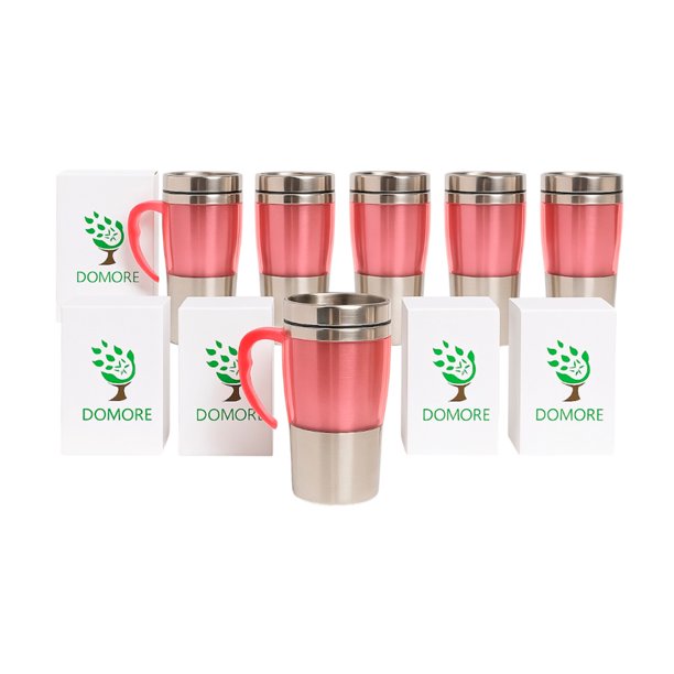 Domore set 6 termos viaje lujo rosa acero inoxidable 450 ml tapa hermética