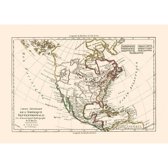 Historic Map - North America - Santini 1794 - 32.48 x 23 - Vintage Wall Art