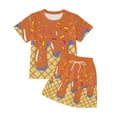 thumbnail image 3 of Utlike Girls Outfits Kids Short Sleeve Waffle Biscuit Ice Cream Print Outfit Set Casual Comfortable Daily Wear Soft Breathable Fabric Girl Athletic Sets Size 10 Years-11 Years, 3 of 3