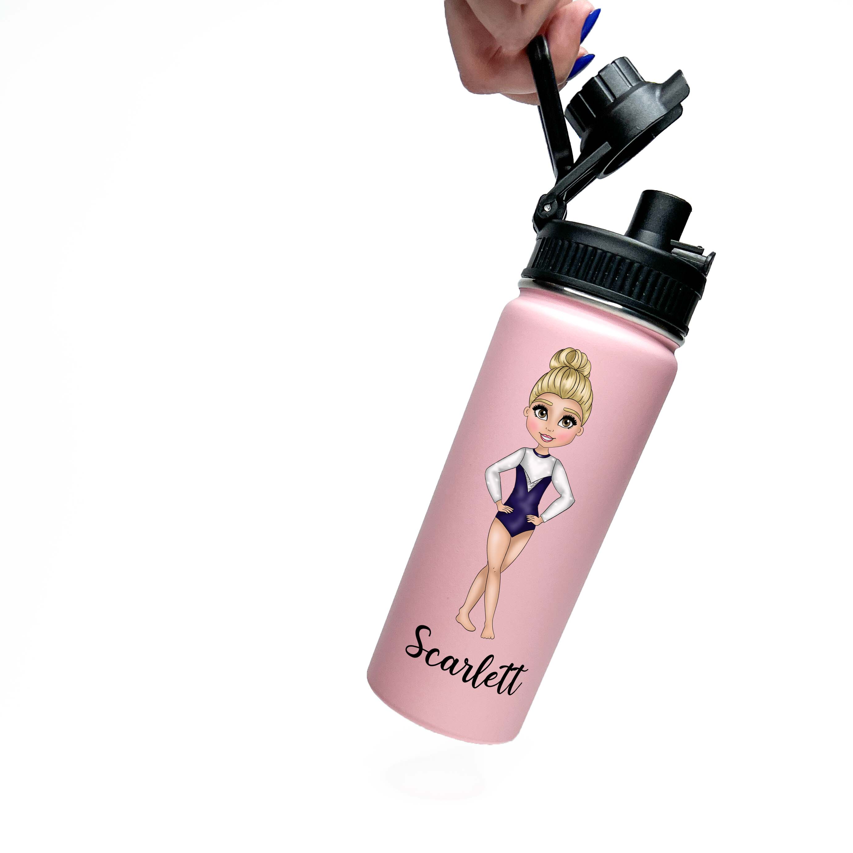 Personalized Insulated Stainless Steel Gymnasts Gymnastics Sports 18oz Water Bottle Custom Print Keeps Cold 24 hrs Classic Thermal Flasks
