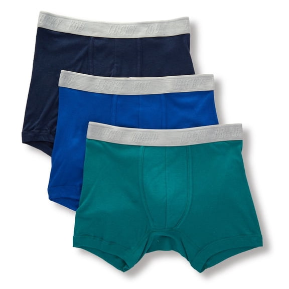 Men's Lucky 201PB02 Cotton Modal Boxer Briefs - 3 Pack (Black Iris/Blue/Bayou S)