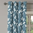 thumbnail image 3 of Ambesonne Bird Print Grommet Curtain, Retro Exotic Crane Asian, 50"x63", Dark Cadet Blue and White, 3 of 5