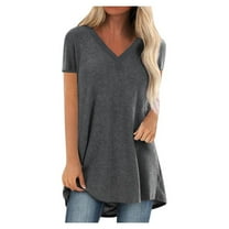 Pntutb Womens,Plus Size Women's Print V Neck Short Sleeve Long T-Shirt Blouse