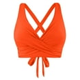 thumbnail image 6 of Hessimy Women's Twist Front Bikini Top V Neck Push Up Padded Swimsuit Top Bathing Suits Adjustable Backless Beach Swimwear(Orange,L), 6 of 7