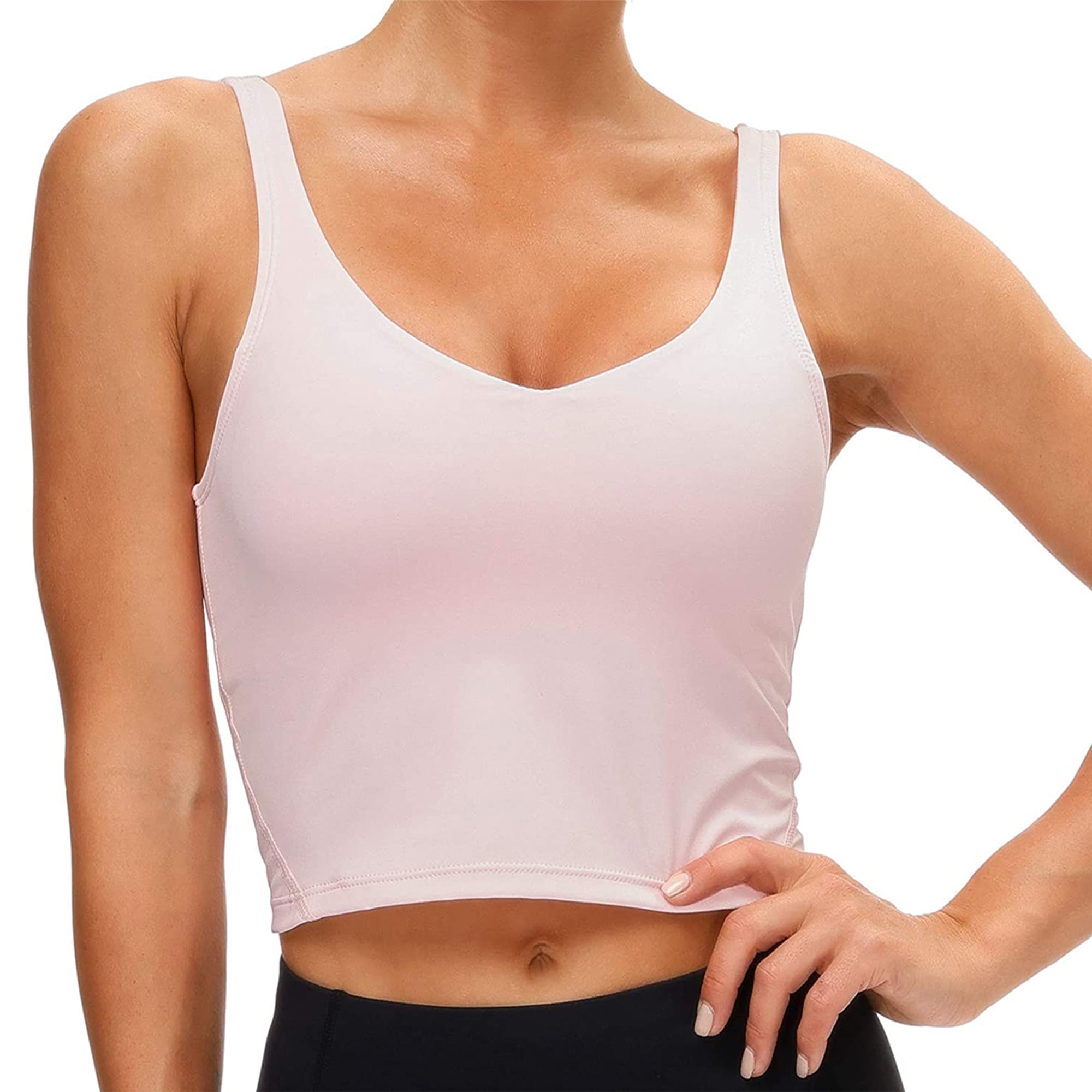 2PACK Women's Longline Sports Bra Wirefree Padded Medium Support Yoga Bras  Gym Running Workout Tank Tops 